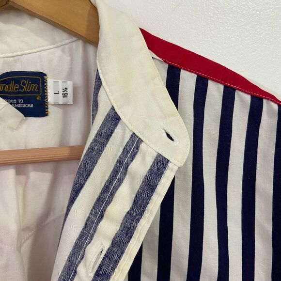 Vintage Panhandle Slim American Flag Western Style Button Down Shirt Size Large - Picture 12 of 12